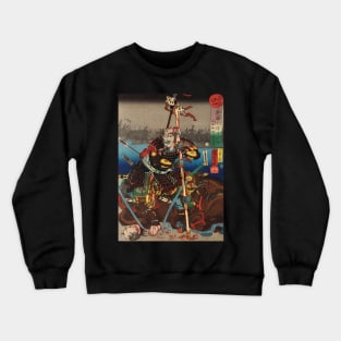 Wounded Samurai Resting After Brutal Battle - Antique Japanese Ukiyo-e Woodblock Print Crewneck Sweatshirt